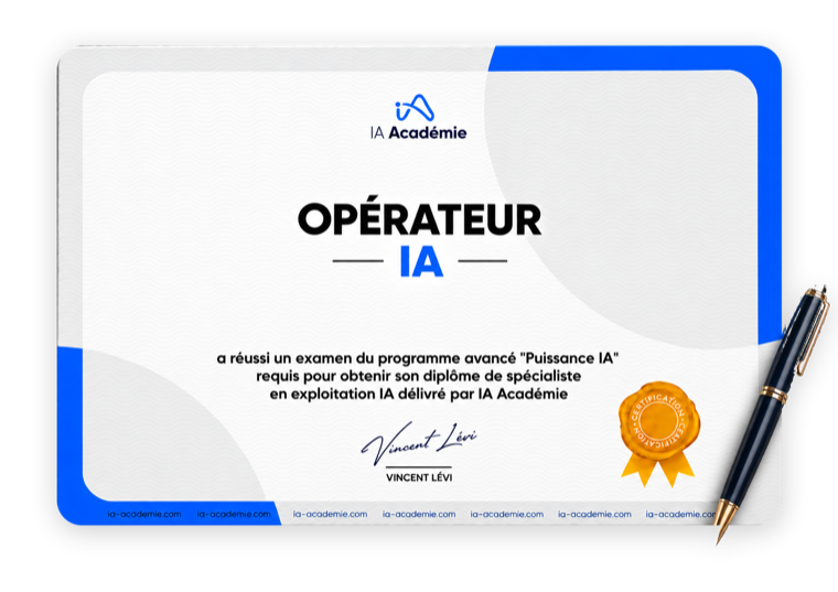 Certificat Opérateur IA délivré par IA Académie